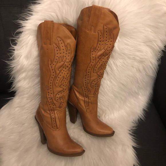 Jessica Simpson Shoes - Light tan western boot with rivet accents & heel